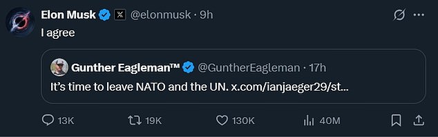 The Elon Musk makes fear in Europe after the US agreement should leave both the nate and a